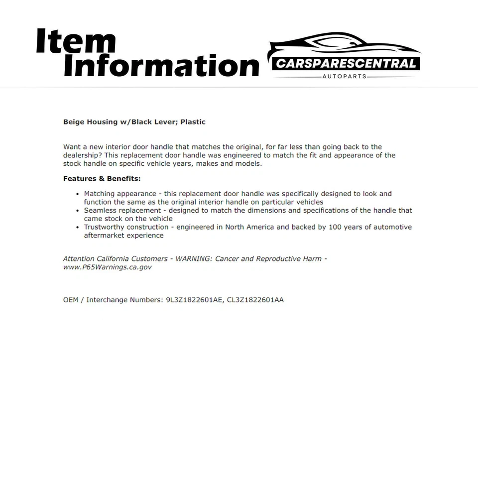 Manija de puerta interior trasera izquierda para Ford F-150 6,2 L 2010-2014 Foto 3 de 4