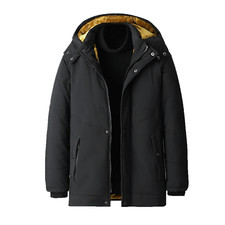 Jackets for Men Winter Plush Solid Pocket Jacket Detachable Hooded Long Sleeve Z