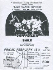 ORIGINAL VAN HALEN 1977 CLUB FLYER PASADENA 2/18/77 Verge of Stardom