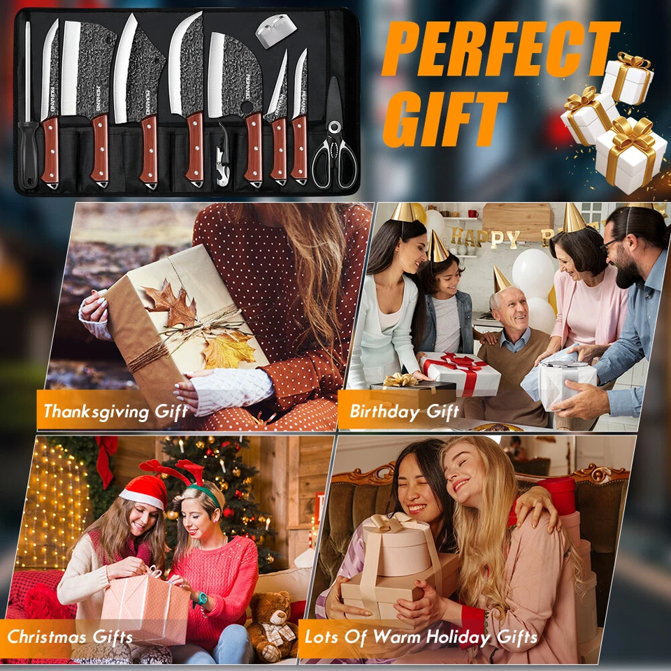 14X Japanese Kitchen Knife Set Damascus Steel Chef Knives, Sharp Butcher Cleaver - image 4 of 4