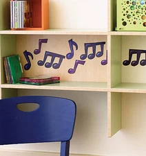 Wallies MUSICAL NOTES wall stickers 25 prepasted decals teen music purple blue