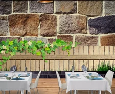 3D Stone Leaves K11835 Wallpaper Mural Self-adhesive Removable Sticker Kay