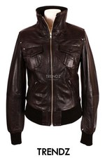 Ladies Real Leather Designer Jacket Alpha 2 Black Short Casual Style
