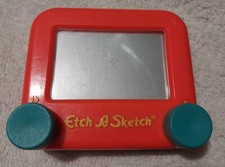 Spin Master 2016 Mini Etch-A-Sketch Red 3.5" x 3" Pink Blue Tested Working