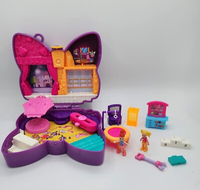 Polly Pocket Lot Sparkle Stage Bow Compact Dance-Themed Doll Playset Mattel