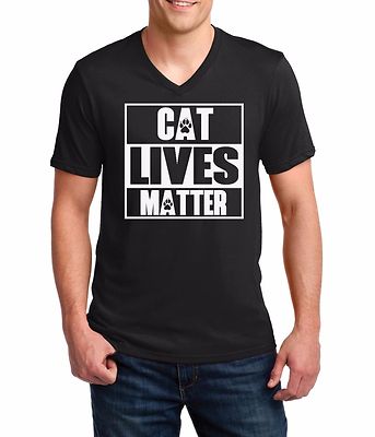 Men's V-neck #3 Cat Lives Matter T Shirt Funny Tee T-shirt Kitty Animal Lovers