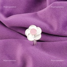 925 Sterling Silver Rose Chalcedony Stone Wife Band Ring Jewelry Size All Size