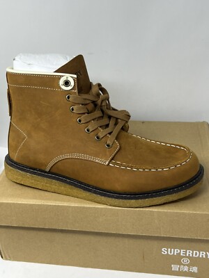 Superdry Detroit Brown Leather Work Utility Boots Men s US Size 11 - Unworn