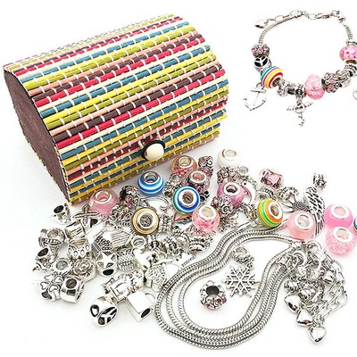 Girls Bracelet Making Kit Beads Jewellery Charms Pendant Set DIY Craft Kids Gift
