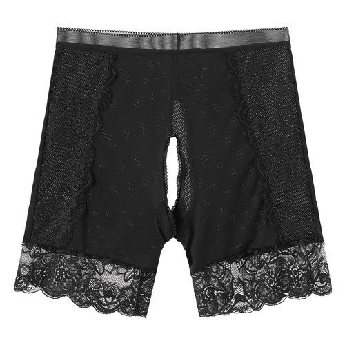 Damen-Boyshorts hohe Taille offener Schritt Höschen Spitze Patchwork Sicherheitsshorts - Bild 6 von 57