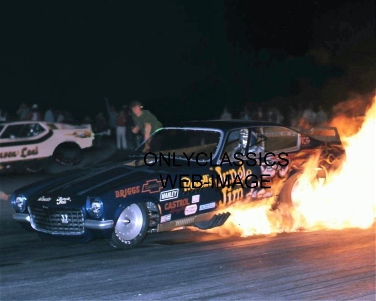 JUNGLE JIM LIBERMAN VEGA FUNNY CAR DRAG RACING FIRE BURNOUT 8X10