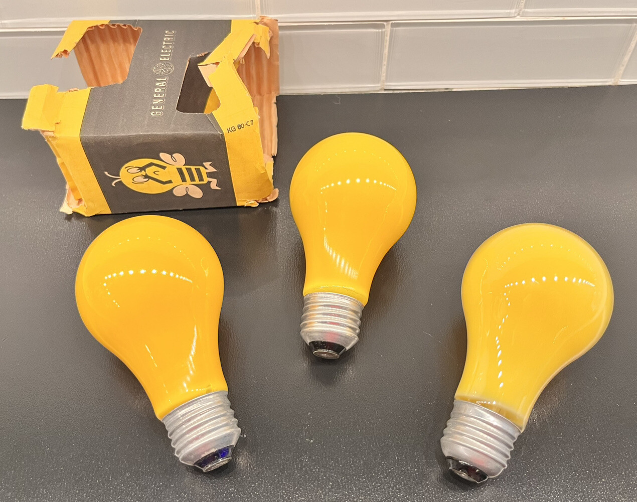 Vintage GE & Westinghouse Yellow Bug Lite Bug-A-Way Light Bulbs Made in U.S.A.