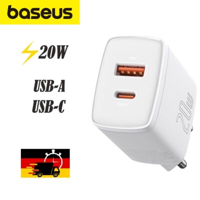 Wandladegerät Baseus Quick Charge 3.0 PD 20W USB-A USB-C Schnellladen
