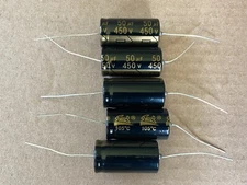 5 New Supertech 50 uf 450v Axial Capacitors Guitar Tube Amp & Radio Caps (Qty)