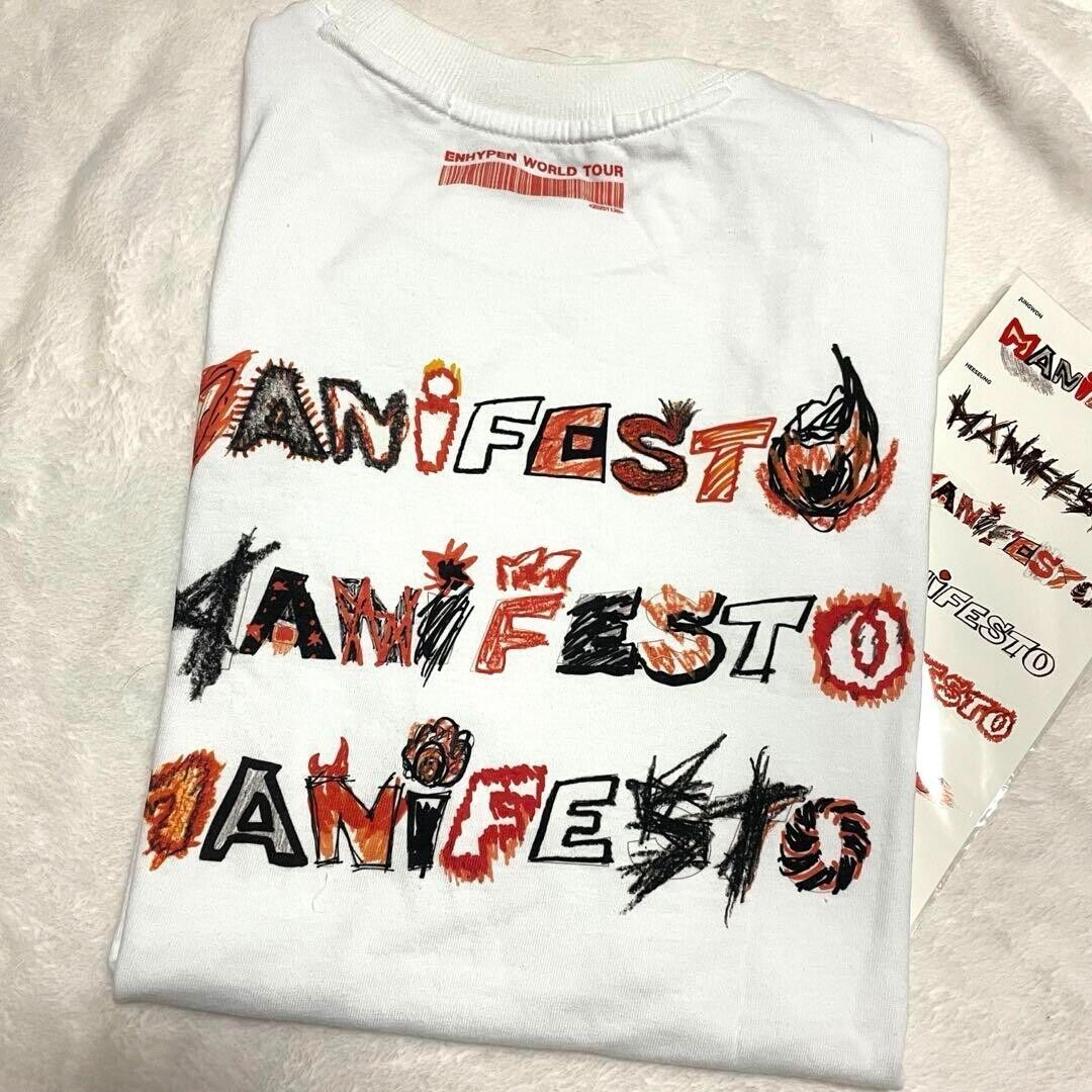 ENHYPEN World Tour MANIFESTO Official T-shirt White With ENHYPEN World Tour MANIFESTO Official T-shirt White With