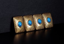 5PC 32X22MM Copper Turquoise Western LEATHERCRAFT Saddle Belt Conchos SCREWBACK