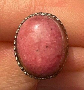 RHODONITE TIE TACK OR PIN  - Silver Plated Setting