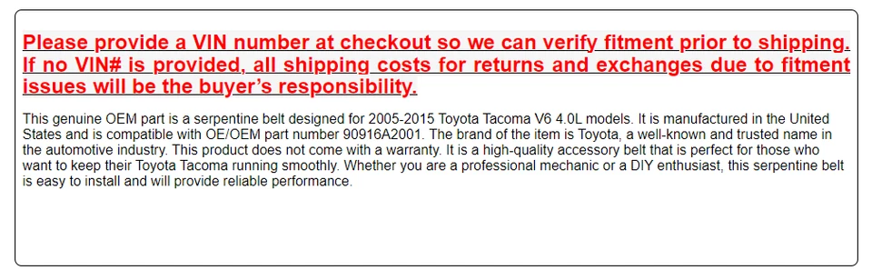 2005-2015 Toyota Tacoma V6 4.0L Serpentine Belt GENUINE OEM PART - Image 2 of 4