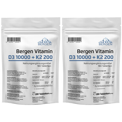 360 Tabletten Vitamin D3 10000IU & Vitamin K2 200mcg MK-7 Menachinon-7