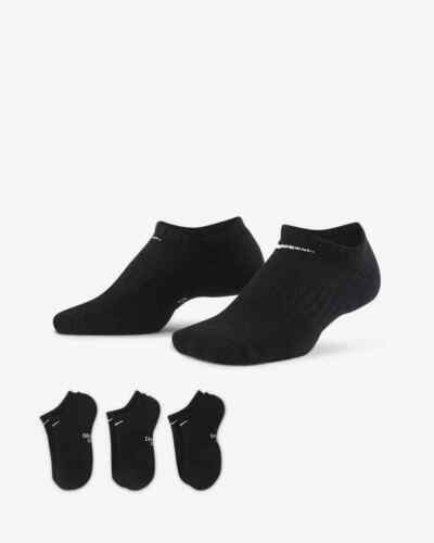 Nike Kids Everyday Cushioned No-Show Socks 3-Pack Black SX6843-010 NWT ...