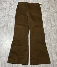 NOS Vintage 1970s Bush Pants Flared Bell Bottom Size 30x31 Brown AU6