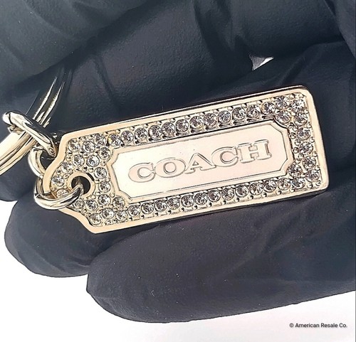 Rare COACH Vintage LOZ Pave Swarovski Enamel Keychain FOB Purse Charm #8865 - Picture 3 of 6
