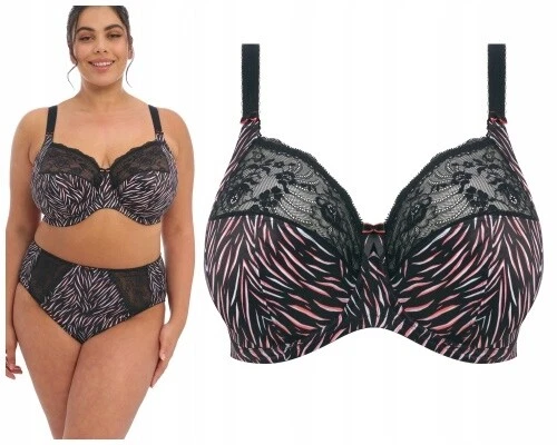 Elomi Morgan UW Bra w/Underband EL4110 UK Sizes DD-HH Serengeti Print Black NWT - Image 3 of 4