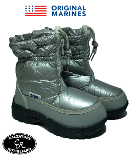 DOPOSCI BAMBINO BAMBINA STIVALI NEVE SILVER PELLICCIA ORIGINAL MARINES -  XS1412 | eBay