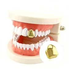 Hip Hop 14K Gold Plated Single Tooth Solid Grillz Grill Cap with Mold Kit USA