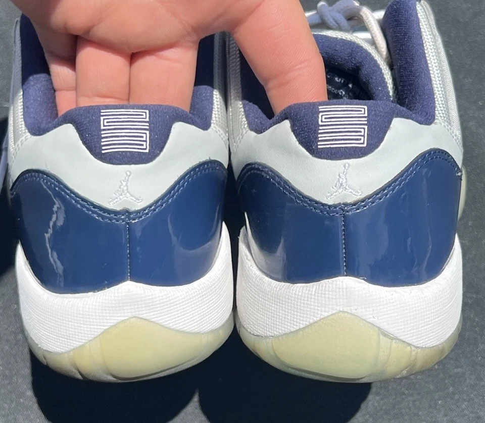 Nike Air Jordan Retro 11 Low Georgetown GS 7Y= 8.5W Grey Navy Blue 528896-007 - Image 4 of 4