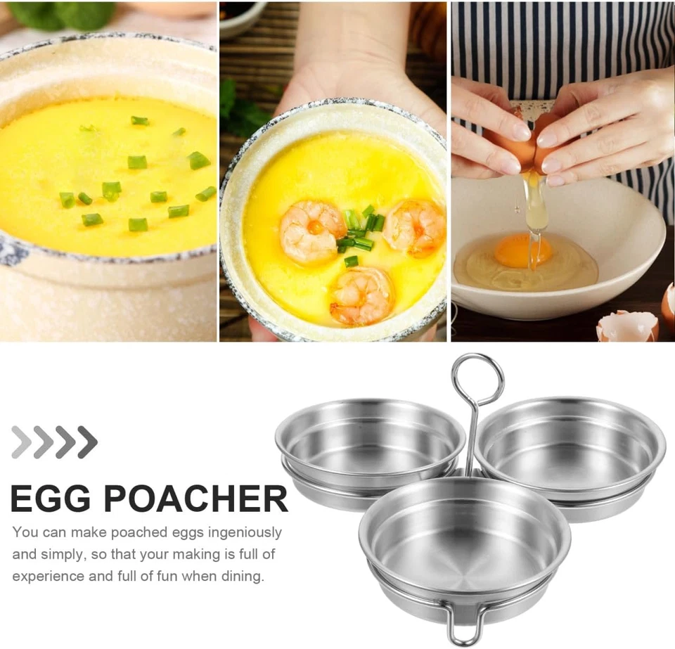 Cuociuova in Acciaio Inox Con Spazzola Ad Anello per Uova per Cucinare a Vapore, - Immagine 4 di 4