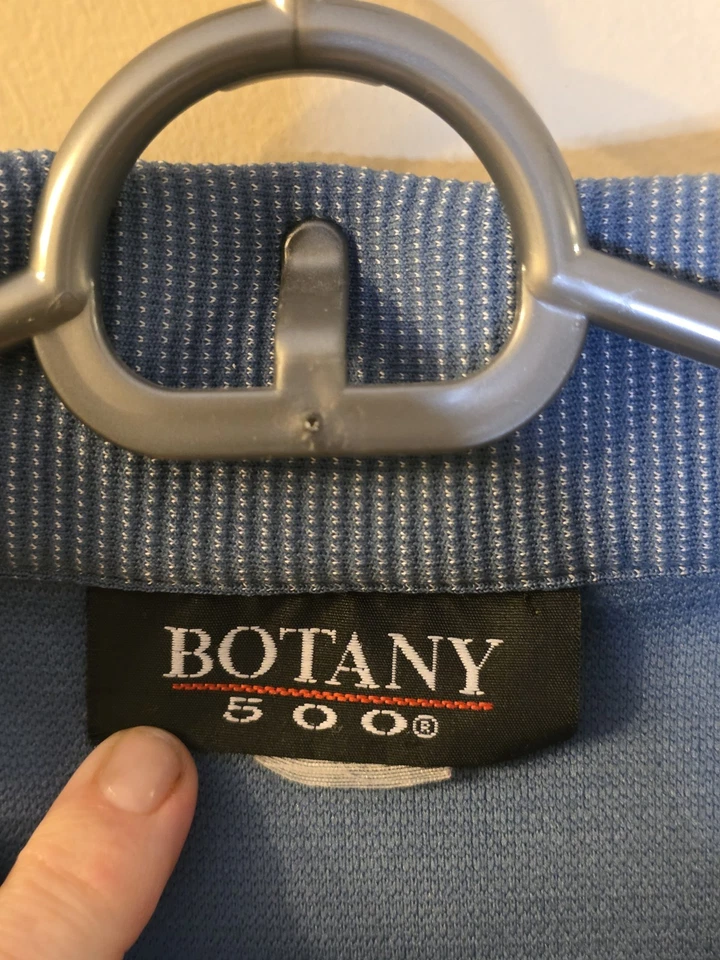 Botany 500 Shirt Jacket Full Zip Men's Medium Large Blue Vertical Ribbed Collar - Image 3 of 4