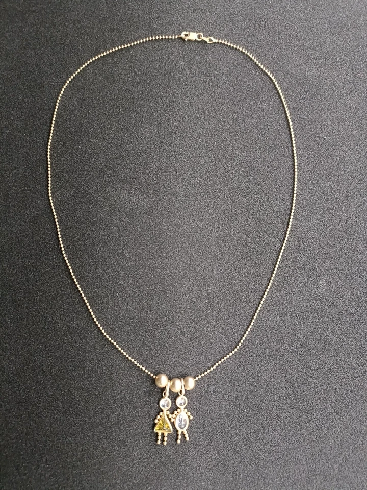 Mothers Charm Neckless Boy And Girl Italy 14k Gold 13" drop vintage - Image 2 of 3