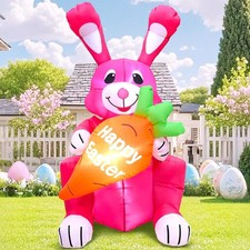 4FT Easter Bunny Inflatables Outdoor Decoration, Inflatable Easter Bunny Yard...