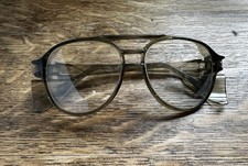 Vintage Aviator Style Safety Glasses By AO -5 3/4 Z87 Smoke Green W/Side Panels