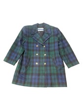 Vintage PENDLETON Green Blue Tartan Plaid Peacoat WOMENS Winter Jacket Large