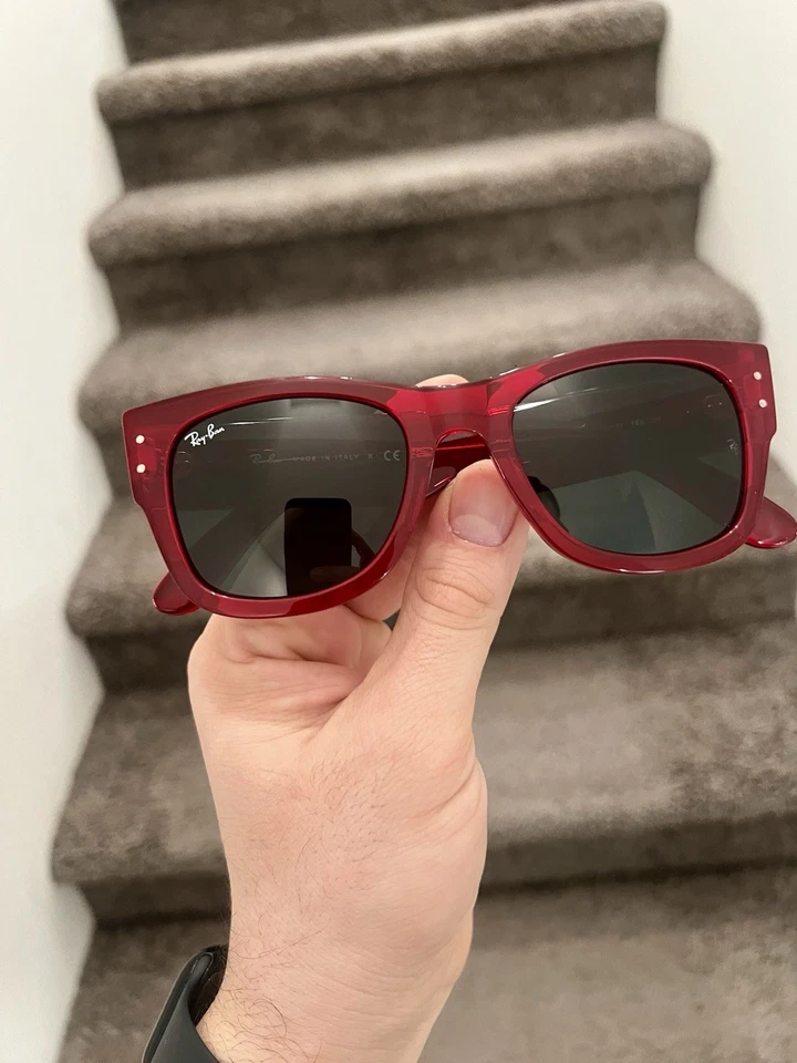 NUEVO Ray-Ban Mega Wayfarer Pulido Transparente ROJO RB0840 51-21 Foto 2 de 4