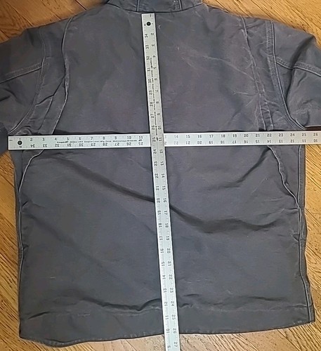 CARHARTT Sz Large Relaxed Fit Gray Canvas Cotton Utility Jacket Model OJ4392-M - Picture 16 of 17