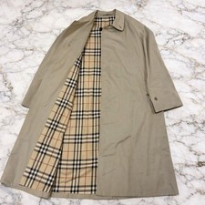 Burberry London Balmacaan Coat Long Nova Check Khaki Size 46 Made England