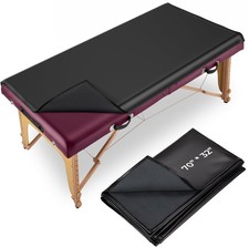 Noverlife 70x32in Massage Table Cover Protector, PU Leather Black -