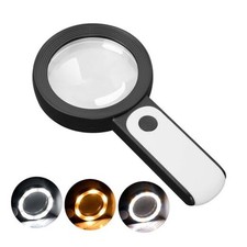 Magnifying Glass with Light, Handheld Large Magnifying Glass 18LED Cold Black