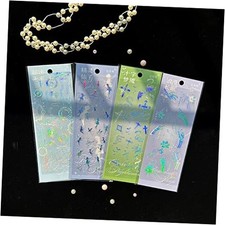 4Pack Holographic Glitter Sticker Set 3D Shape Vintage Transparent Stickers
