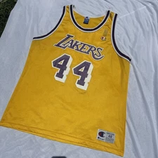 LA Lakers Jerry West Gold Logo NBA 50th Anniversary Champion Jersey 48 Vintage