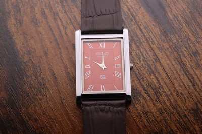 vintage Men Red Dial Dark Brown leather Dress Watch | eBay