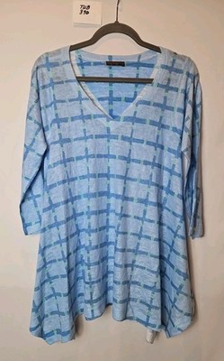 Nally & Millie Multicolor V-neck 3/4 Sleeve Tunic Sweater Womens Size S