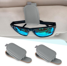 2 Pack Sunglass Holder for Car, Magnetic Leather Sunglasses Holder and Ticket Ca