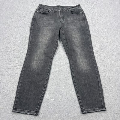 Judy Blue Boyfriend Fit Jeans Women's 16W Black Dark Wash Mid Rise Stretch Denim