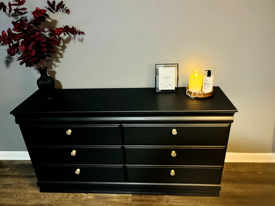 Современный стиль комод, матовый черный, стеклянная фурнитура - Изображение 3 из 4