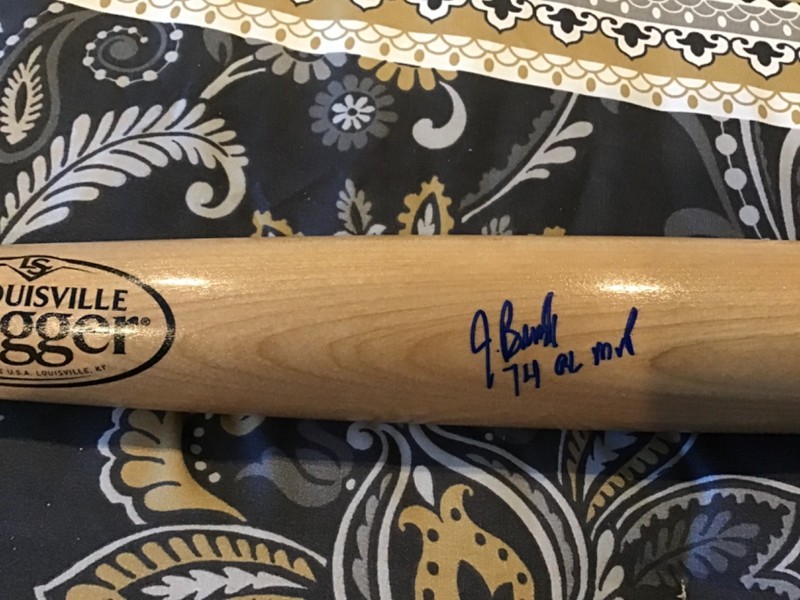 Autographed Jeff Burroughs, Baseball Bat, Texas Rangers, in a tube