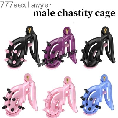 2024 Male Resin Chastity Cage Removable Spiked Cage Cb Lock with 4 Size Rings